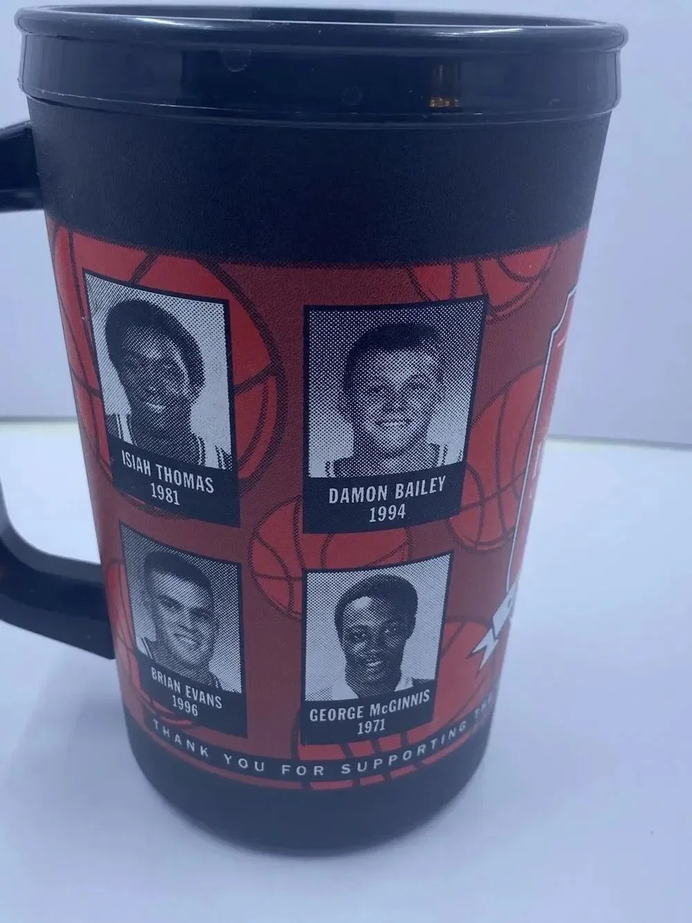 ALADDIN TRAVEL MUG CUP INDIANA UNIVERSITY HOOSIERS LEGENDS OF BASKETBALL 20OZ
